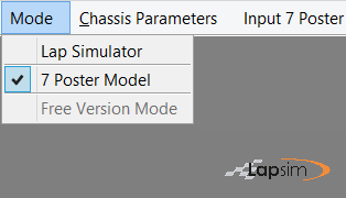 Printscreen of the LapSim GUI showing where the 7 poster simulation mode can be selected